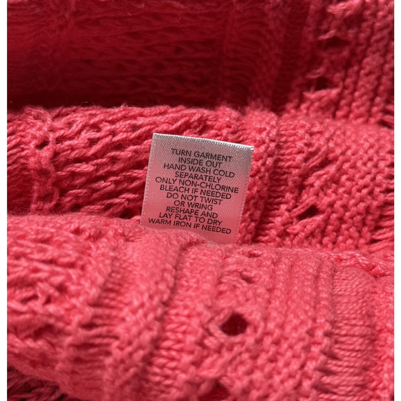 CJ Banks Sweater Womens 2X Pink Cardigan Open Front Crochet Preppy Boho Bohemian - Picture 8 of 9